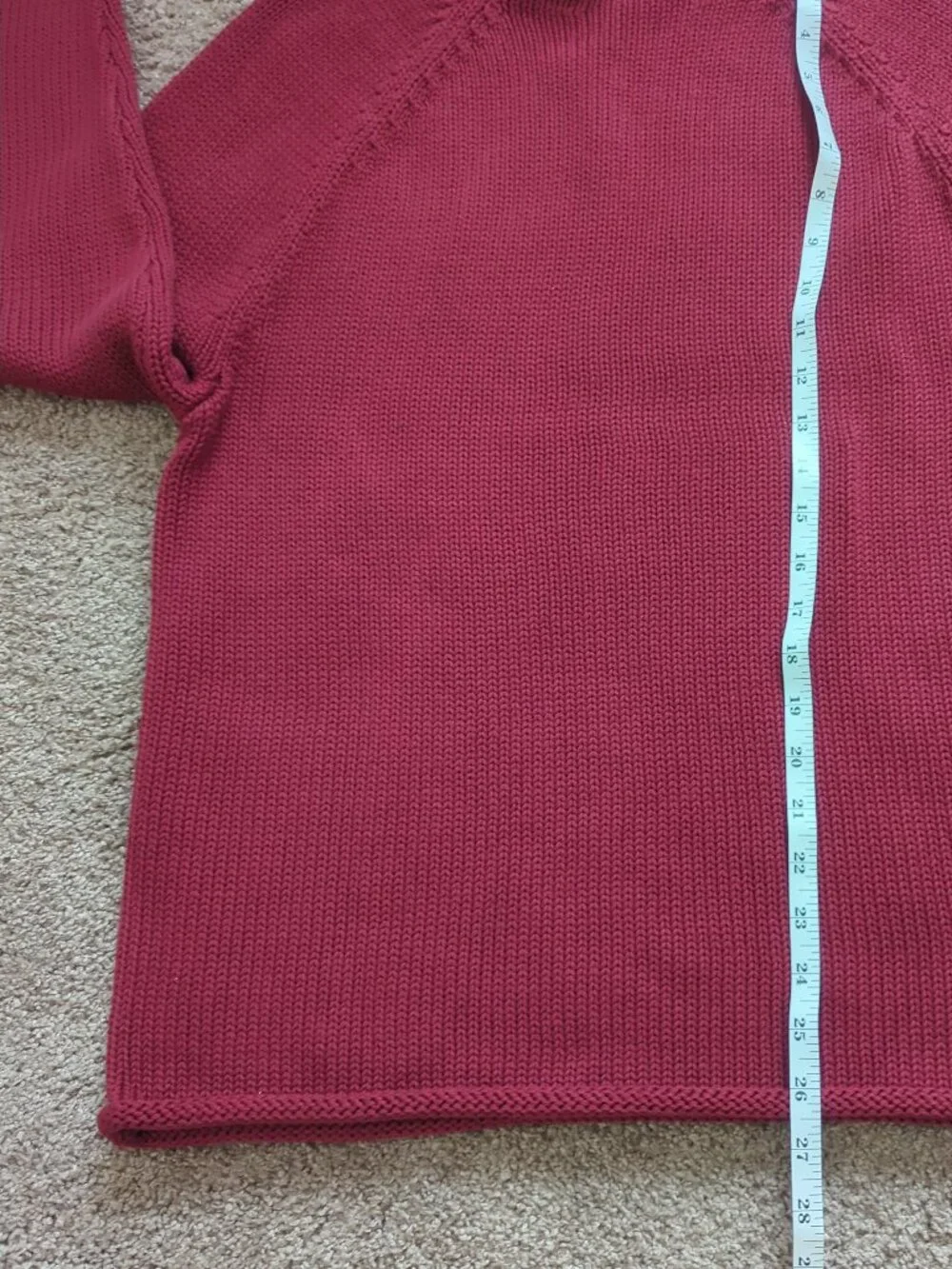 J. Crew 1988 Rollneck Cotton Sweater XS Burgundy